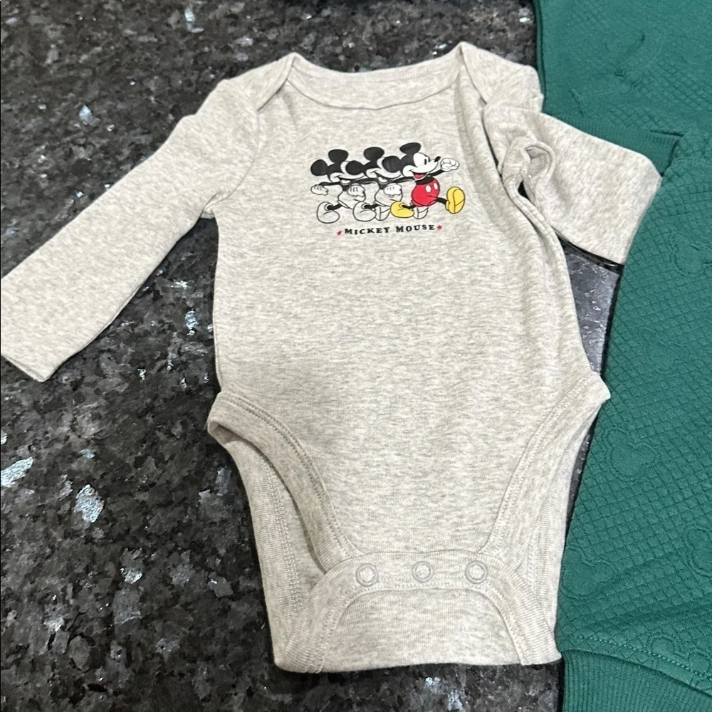 Disney Jumping Beans Baby Boy Outfit 6M | Mickey Mouse Bodysuit & Jogger Set
